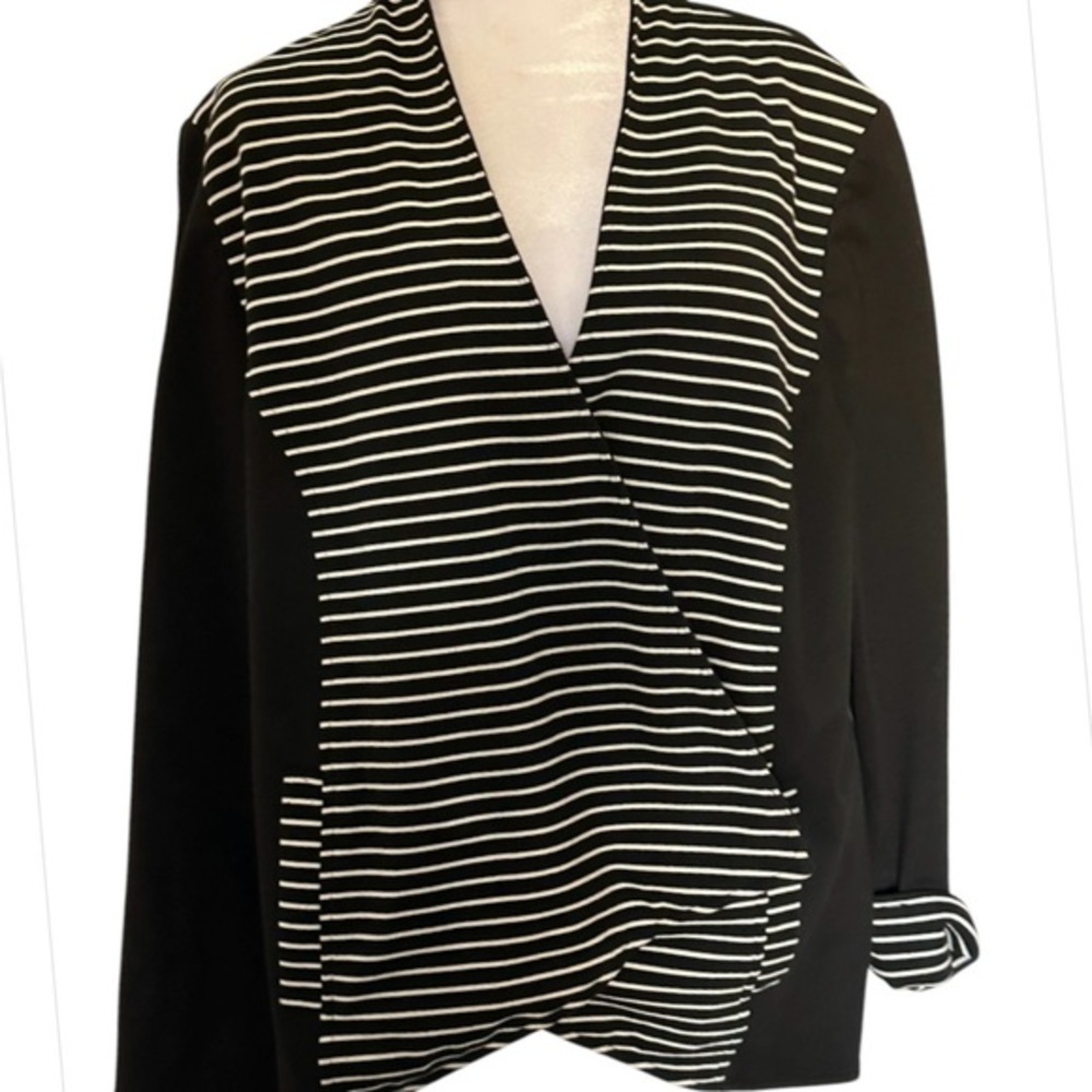 Black and White Striped Women's Jacket